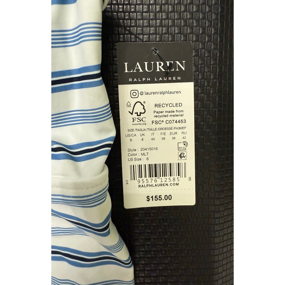 Lauren Ralph Lauren blue white stripe nautical one piece NWT $155 retail 6 swim - Picture 5 of 5